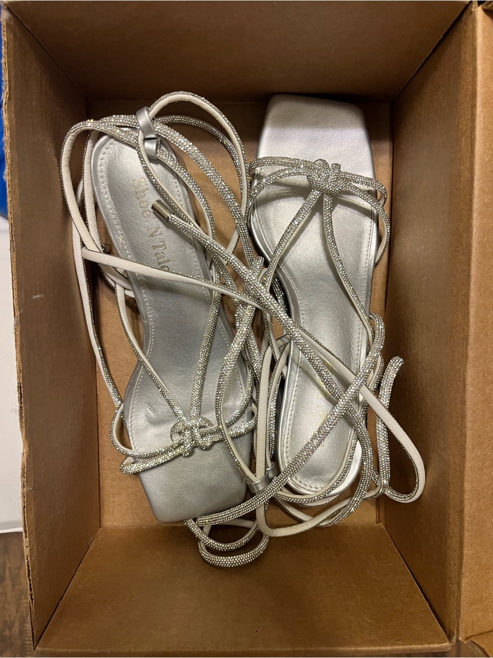 Silver Strappy Lace-Up Women’s Heels
